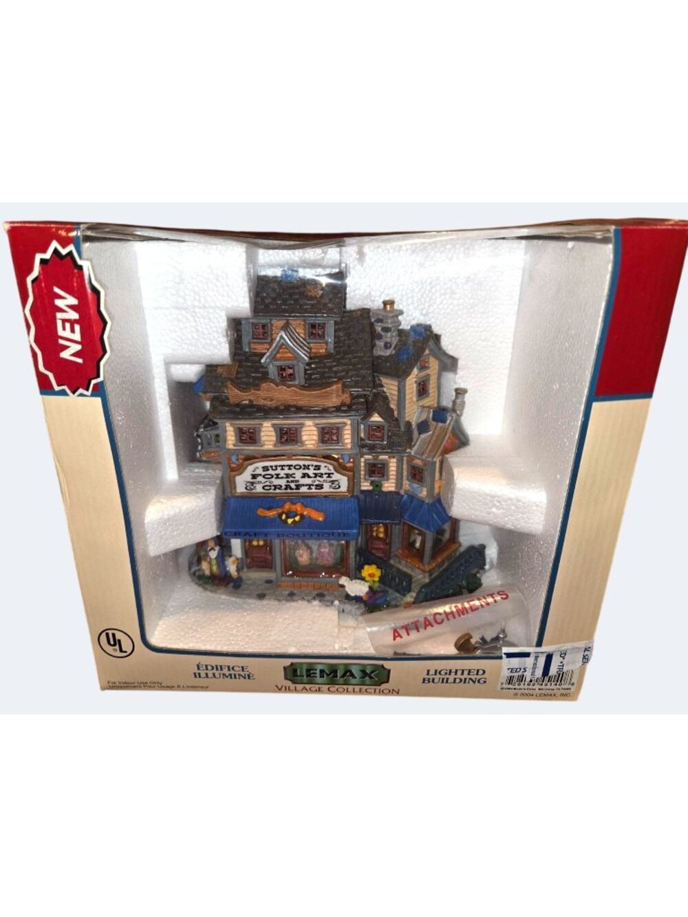 Lemax Village Collection Suttons Folk Art Crafts Lighted Building New In Box NOS